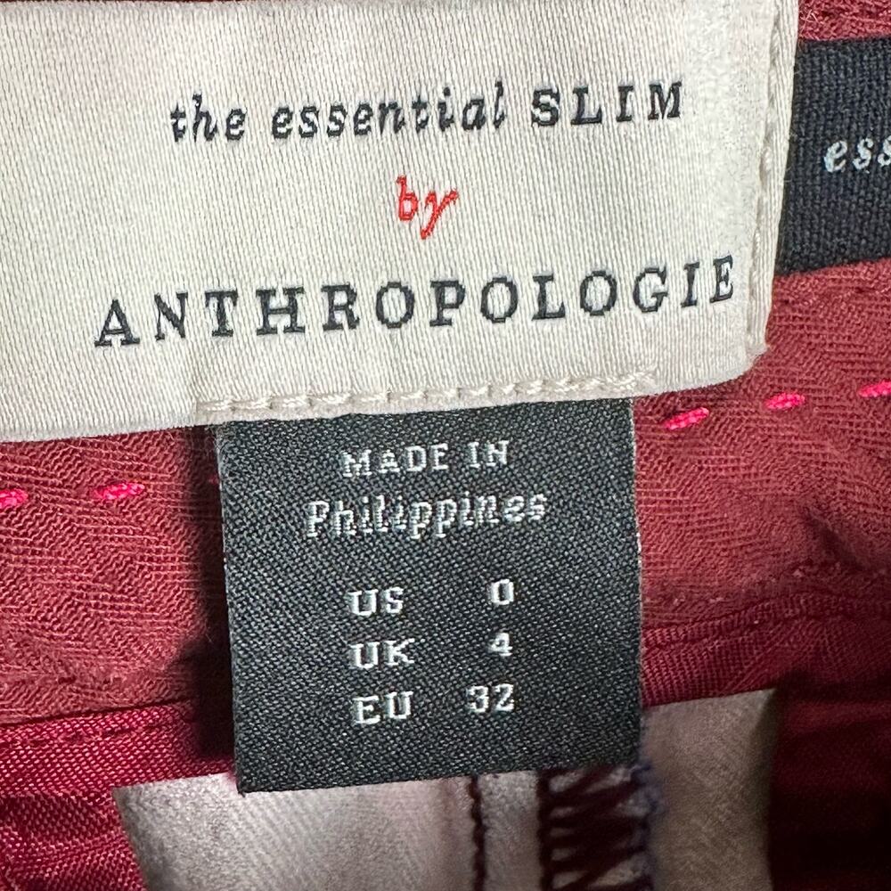 Anthropologie Pants Womens 0 Pink Floral Essential Slim Festival Vibrant Hippie - Picture 8 of 15